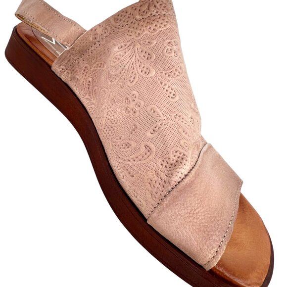 Miz Mooz Guava Lace-Embossed Leather Slingback Sandals Size 39 EU 9 US - Picture 10 of 14